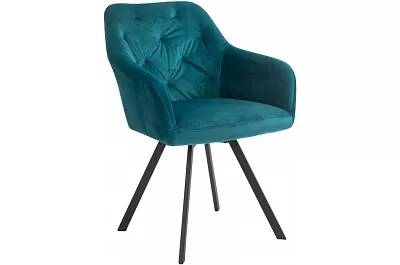 Chaise pivotante en velours capitonné turquoise