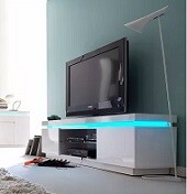 Meuble TV à LED blanc laqué